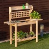 Costway Garden Potting Bench Workstation Table w/Sliding Tabletop Sink Shelves - 3 of 4