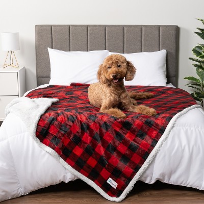 PetAmi Waterproof Dog Blanket for Bed Couch Sofa Cover, Reversible Faux Shearling Fleece Pet Throw