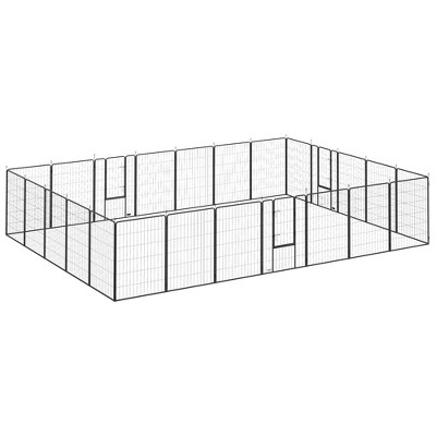 PawHut Dog Playpen for Indoor and Outdoor, 24 Panels Puppy Playpen with Lockable Door, DIY Shape Pet Exercise Fence for Multiple Dogs, Black