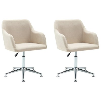 vidaXL Swivel Dining Chairs, 2 Pcs, Cream Fabric
