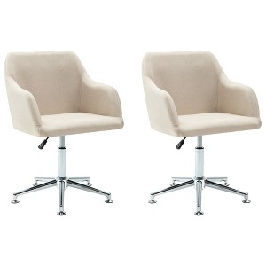 vidaXL Swivel Dining Chairs, 2 Pcs, Cream Fabric - 1 of 4