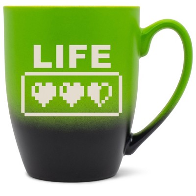 100 North Gaming 10 Ounce Green and Black Two Toned Ombre, Comfortably Fits Your Hands, Ceramic Tea Coffee Cup Mug, Life
