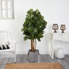 Nearly Natural 5-ft Fiddle Leaf Fig Artificial Tree in Handmade Black and White Natural Jute and Cotton Planter - 3 of 4