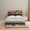Queen Size LED Bed Frame with Storage Headboard and Charging Station, No Box Spring Needed,with 2 AC Outlets, 1 USB Port, 1 Type-C Port - 2 of 4