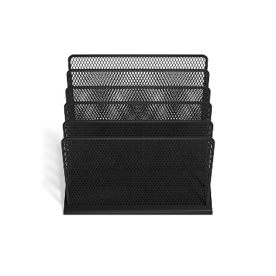 Matte Black Metal Mesh 5-Compartment File Organizer