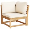 vidaXL Patio Sofa with Cushions 2-Seater Outdoor Loveseat Solid Acacia Wood - Cream White Cushions, Modular Design, Durable Garden/Patio Furniture - 4 of 4