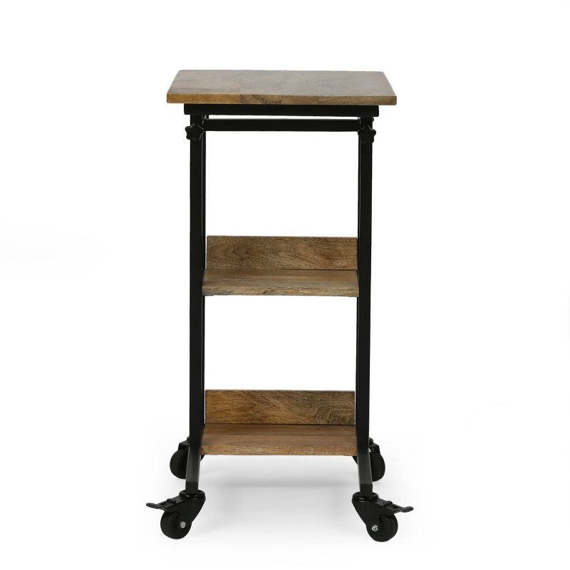 Amlin Modern Industrial Handcrafted Wooden Multi Purpose Adjustable Height C Shaped Side Table Natural/Black - Christopher Knight Home, 1 of 13