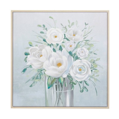 French Country Polystone Framed Wall Canvas White - Olivia & May