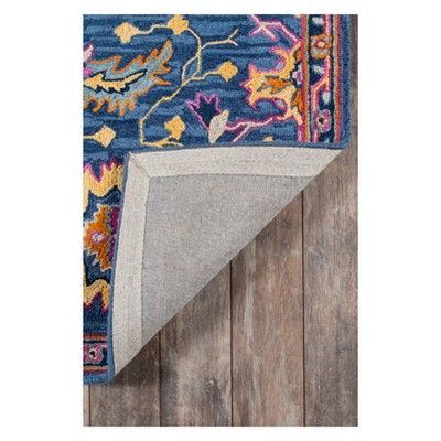 Blue Handmade Wool Tufted Floral 5' x 8' Rug