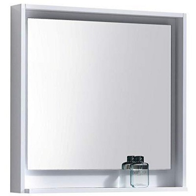 Kube Bath Bosco 30Inch Framed Mirror With Shelve - Gloss White Finish