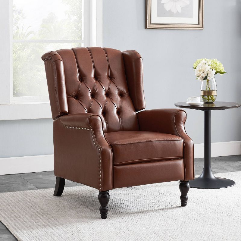 Walter Contemporary Tufted Recliner Cognac Brown/Dark Brown - Christopher Knight Home, 3 of 15