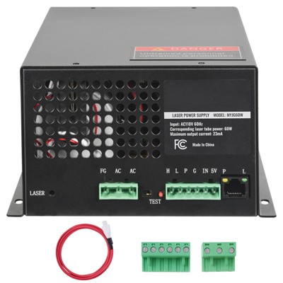VEVOR CO2 Laser Power Supply, 60W, Power Supply for 60W Laser Tube, Constant Current Protection, Open Circuit Protection, Black