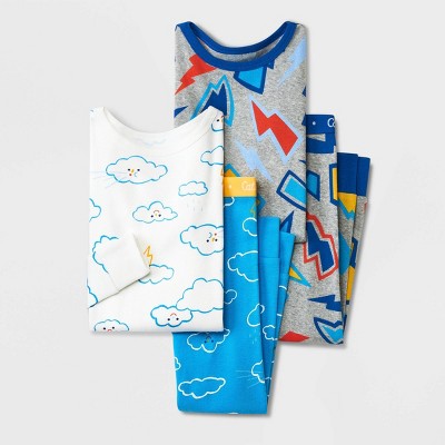 Image of Toddler Boys' 4pc Light & Cloud Pajama Set - Cat & Jack™ Gray 2T