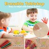 Height Adjustable Kids Table & 6 Chair Set: Graffiti Desktop w/ Non-Slip Legs, Toddler Activity Desk for Ages 2-10 - 3 of 4