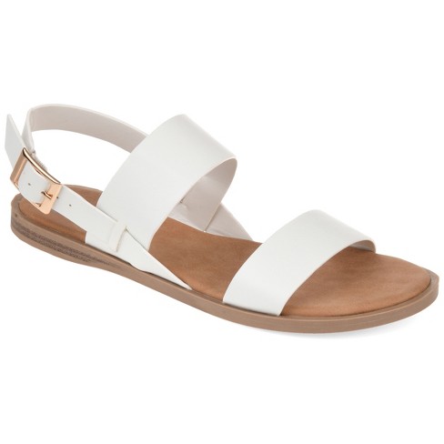 Journee Collection Womens Lavine Ankle Strap Flat Sandals, White 9 : Target