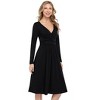 Coolmee Womens Spring Fall Midi Dress Long Sleeve Casual V Neck Pleated A Line Flowy Dress - 2 of 4