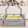 CAVINAS Twin/Full Size Bed Frame with House-Shaped Headboard & Fences,Modern Floor Bed for Kids Room,Bedroom - 3 of 4