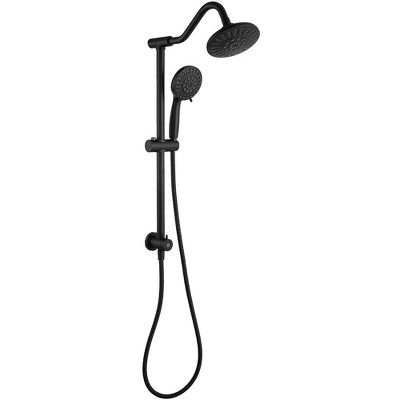 5-spray Wall Mount 6 in. Shower Head and Handheld Shower Head 1.8 GPM with Stainless Steel Hose