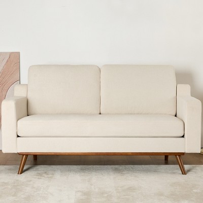 Dyonery 65.4" loveseat Sofa Couch Comfy Love Seat Couches with Spring Cushion Solid Wood