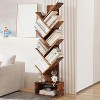 Jojoka 8-Tier Tree-Shaped Bookshelf with Storage Drawer – Tall Wooden Floor Standing Bookcase for Kids & Adults,Brown - 2 of 4