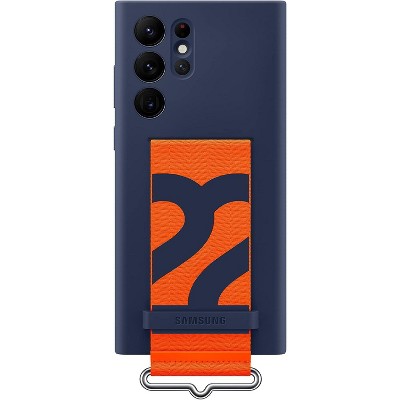 Samsung Galaxy S22 Ultra Silicone Cover with Strap, Navy