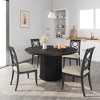47" Round Dining Table for 4-6 People, Black Dining Room Table w/ Sturdy Waveform Metal Pedestal Base, Farmhouse Circle Kitchen Table for Dining Room - 3 of 4