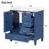 NicBex 30" Bathroom Vanity with Sink, Bathroom Cabinet Storage with 2 Spacious Drawers and 1 Large Cabinets for Bathroom, Blue - 2 of 4