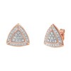 Haus of Brilliance 14K Rose Gold over Silver Diamond Accented Trillion Shaped Stud Earrings - 2 of 4