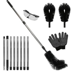 11.5FT Gutter Cleaning Brush W/ Telescoping Handle Rain Gutter Cleaner Extendable From The Ground with 2 Angled Brushes Anti-slip Gloves Goggles - 1 of 4