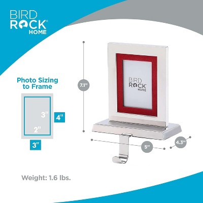 Silver Metal Photo Frame Stocking Holders, Set of 4