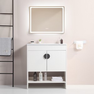 ALEXOUN Free-Standing Bathroom Vanity with White Ceramic Basin and 2 Soft Close Cabinet Doors & a Lower Open Shelf for Small Space - 1 of 4