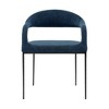 HomeRoots Set of Two Blue And Black Upholstered Polyester Open Back Dining Arm Chairs - 4 of 4