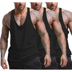 COOFANDY Men's 3 Pack Tank Tops Gym Workout Shirt Y-Back Sleeveless Muscle Fitness Bodybuilding Tank Shirts - 1 of 4