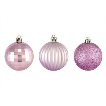 Northlight 100ct Shatterproof 3-Finish Christmas Ball Ornament Set 2.5" - Purple