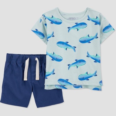 Image of Carter's Just One You® Baby Boys' Shark Top & Bottom Set - Blue 18M
