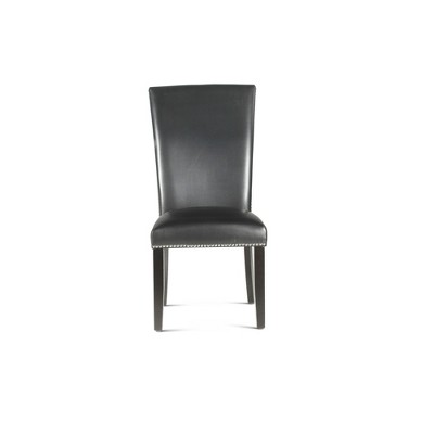 Polyurethane Finley Side Chair (Set of 2) with Nickel Nailhead Trim, Upholstered Leatherette, Easy-Care Finish and Levelers