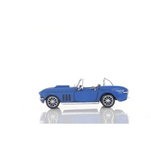 Old Modern Handicrafts Blue Chevrolet Corvette C2 – Handmade Iron Stingray Model with Rolling Wheels, 18" Long - 1 of 3