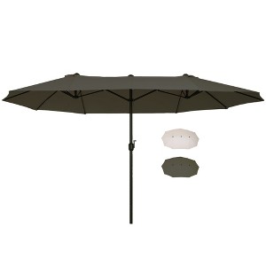 Outsunny 15ft Patio Umbrella Double-Sided Outdoor Market Extra Large Umbrella with Crank Handle for Deck, Lawn, Backyard and Pool - 1 of 4