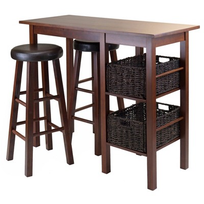 5pc Egan Counter Height Dining Set with Baskets And Bar Stools Walnut/Chocolate/Espresso - Winsome