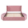 Queen Size Upholstered Storage Platform Bed with Wingback Headboard, 1 Big Drawer and 2 Side Storage Stool-ModernLuxe - 4 of 4