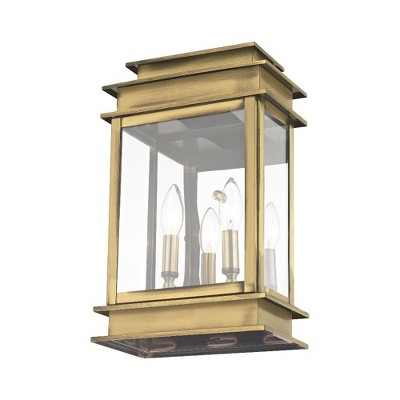 Antique Brass Princeton 2-Light Outdoor Wall Lantern with Clear Glass