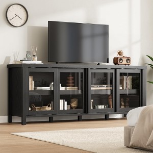 TV Stand for 65 Inch TV, Mid-Century Modern Entertainment Center with 4 Sliding Glass Doors, Media Console with Storage Cabinet for Living Room - 1 of 4