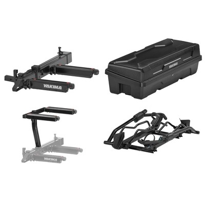 Yakima EXO SwingBase Hitch Bike Rack Bundled with EXO GearLocker Car Rooftop Box, EXO TopShelf Hitch Base Rack Storage, and EXO DoubleUp, Black