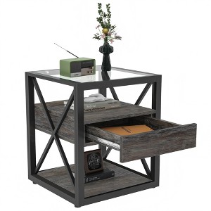 Furnlinspire Nightstand 1 Piece Modern End Table with Drawer, Nightstand Bedside End Sofa Coffee Table Bedroom Living Room, Black, 17.72"*17.72"*21.0" - 1 of 4