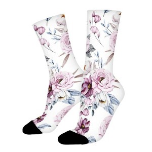 Vintage Floral Texture Women Printed Crew Socks Funny Funky Socks Soft Polyester Novelty Gifts for Artists Men - 1 of 4