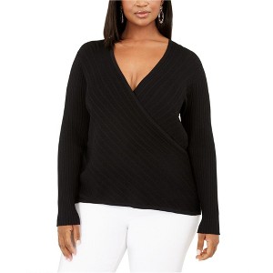 I.N.C International Concepts Womens Surplice Pullover Sweater, Black, 3X - 1 of 1