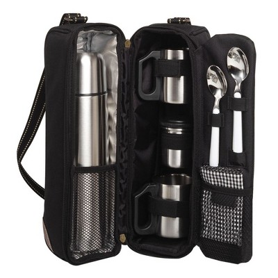 Picnic at Ascot - Deluxe Vienna Travel Coffee Tote for 2 Including Stainless Vacuum Flask, Cups, Creamer and Teaspoons
