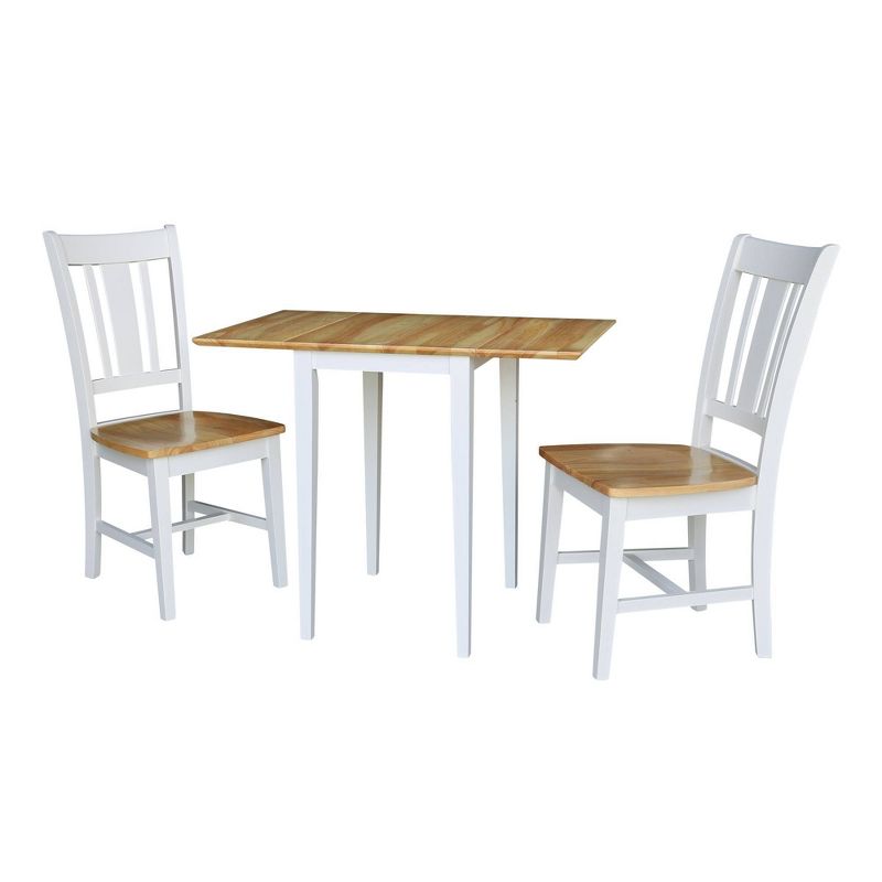 Cain Small Dual Drop Leaf Dining Set with 2 San Remo Chairs White/Natural - International Concepts, 1 of 15