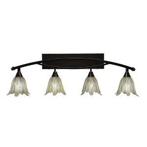Toltec Lighting Bow 4 - Light Vanity in  Black Copper with 7" Vanilla Leaf Shade - 1 of 1