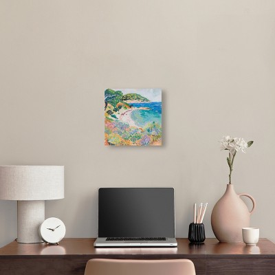 Vibrant Coastal Beach Scene Canvas Wall Art, 12" x 12"